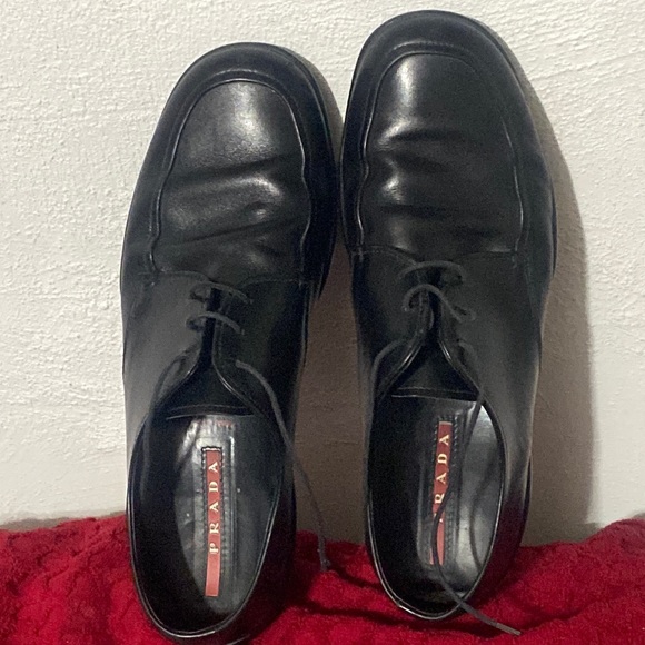 Prada Leather Italy tie👞Mens 9+PRADA Case 6”x2.25Dx2.5W - Picture 3 of 17